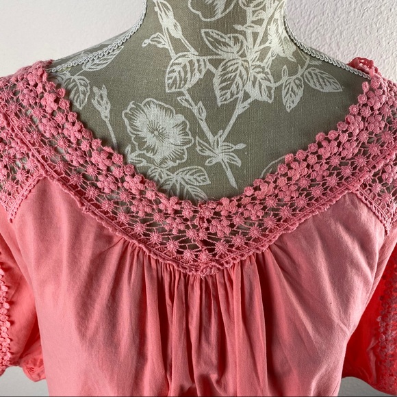 Sundance Pink Crochet Back Tunic Top Cotton Small - Picture 5 of 12
